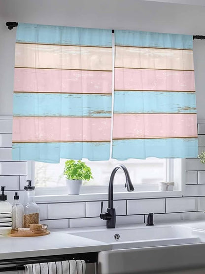 Sheer Curtains 54 Inch Length, Farmhouse Country Shabby Striped Privacy Voile - Image 5