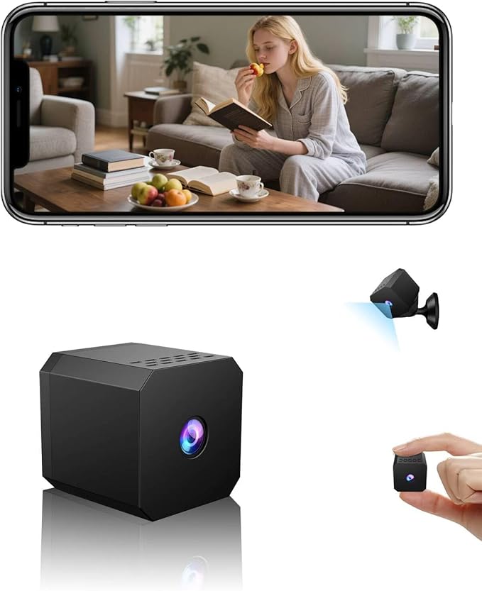 FNCOCO Mini Camera Wireless - 1080p WiFi Nanny Cam with Night Vision, Custom Motion Zones, Bluetooth Easy Setup, Small Home Security Cameras for Baby, Pet Monitor, Home/Indoor