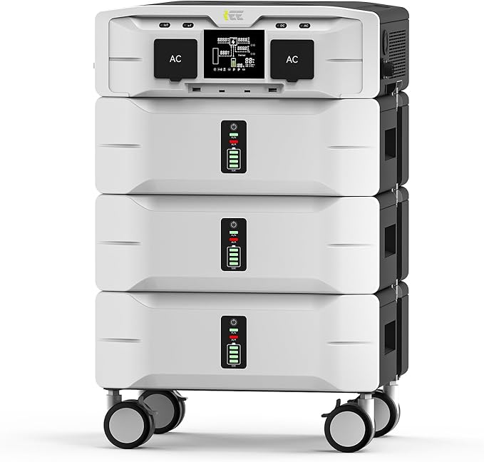 IEE 7680Wh Portable Power Station, 120/240V 5000W AC Output, Lifepo4 Home Battery Backup Expandable to 10kWh, Solar Generator for Home Use, Emergency, Camping, RV