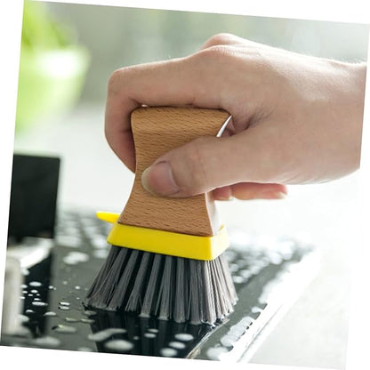 Natural Wood Handle Sponge Scrubber Tile Scrubber Brush Cleaner Kitchen - Image 2