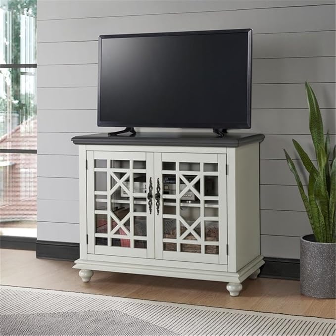 Martin Svensson Home Elegant Small Spaces TV Stand Blue with Coffee Walnut Top