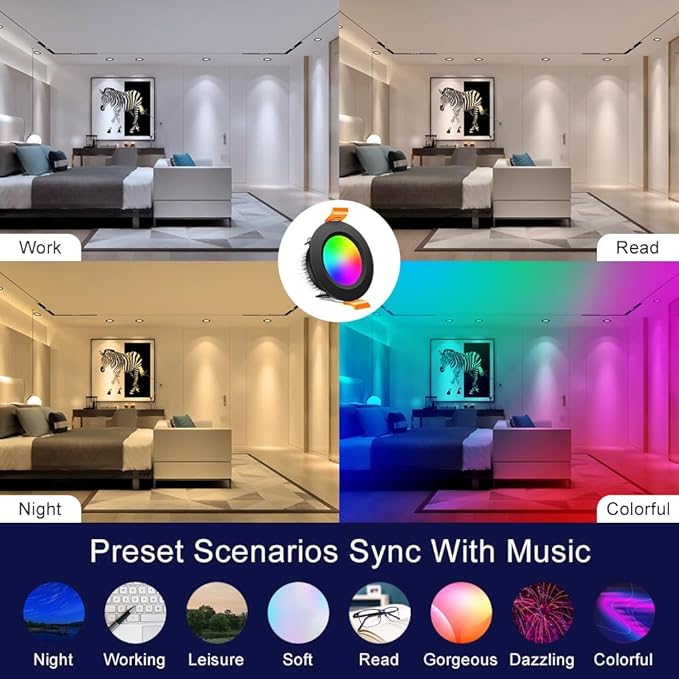 inShareplus 2 Inch Smart Recessed Lighting, 6 Pack WiFi Black LED Downlight 5W 120V, Dimmable RGBCW 2700-6500K Color Changing, Compatible with Alexa/Google, Ceiling Lights with LED Driver