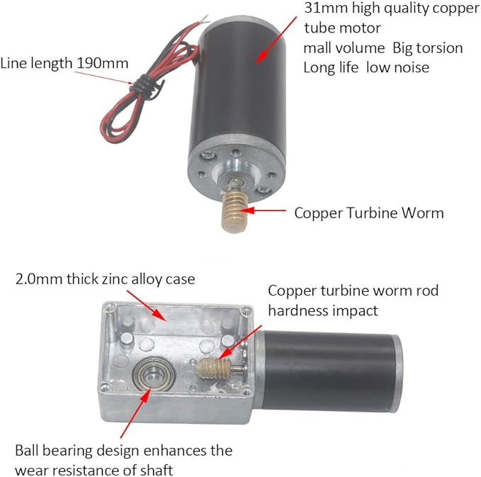 Reversible Gear Motor, 24V 8mm Shaft Gear Motor High Torsion Speed Reduce Electric Motor for Curtain Machine Advertising Equipment Window Opener Smart Device (150RPM)