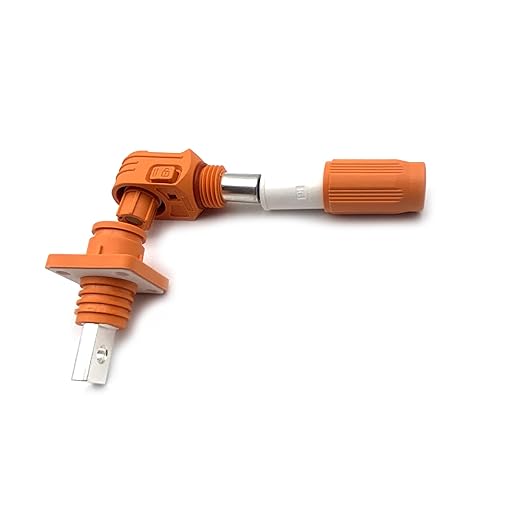 150A Battery Energy Storage Connector, 35mm² High Current Connectors IP67 Waterproof Copper Brand Thread Wiring Power Adapter Quick Plug Terminal Right Angle Plug and Socket (1500V Black+Orange)