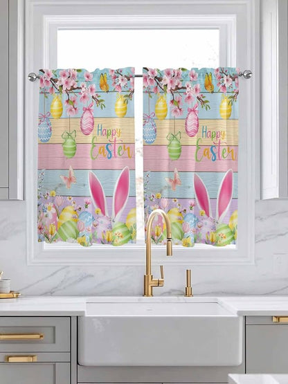 Colorful Easter Kitchen Curtains 45 Inches length, Spring Watercolor Bunny Egg - Image 3
