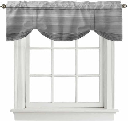 Grey Ombre Wooden Tie Up Valance Curtains by Unknown