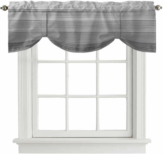 Grey Ombre Wooden Tie Up Valance Curtains by Unknown