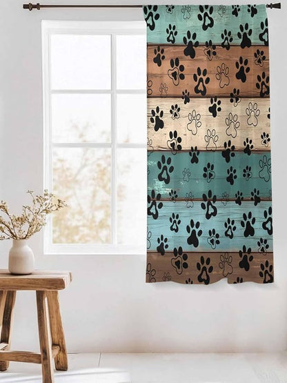 Sheer Curtains 63 Inch Length, Vintage Farmhouse Country Wooden Grain Privacy - Image 3