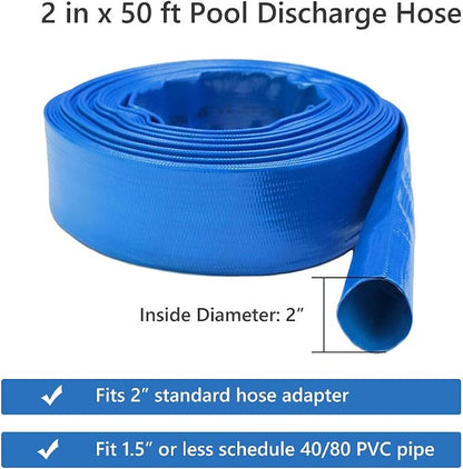 2 IN x 50 FT Pool Backwash Hose, Heavy Duty Flat Discharge Hose, Weather and - Image 4