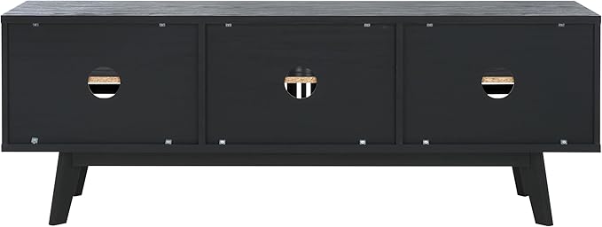 SAFAVIEH ESMA TV Stand for up to 65" Flatscreen – Black, Sliding Doors with Interior Storage, Entertainment Media Console (MED9640B)
