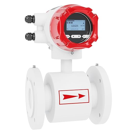 Electromagnetic Flow Meter,High-Precision Industrial Flowmeter Digital Display IP65 Protection 4-20mA Output Pipe Sensor for Wastewater, Sewage, and Seawater（DN40)