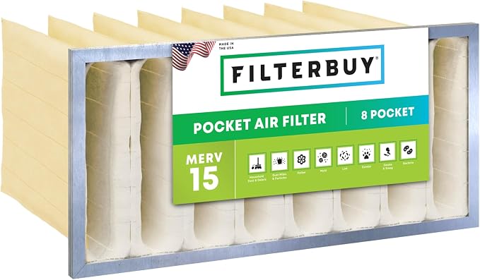 Filterbuy 16x25x15 8-Pocket Air Filter MERV 15 HVAC Replacement by Filterbuy