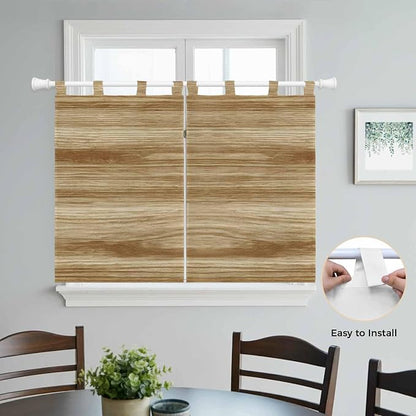 Light Brown Wood Grain Kitchen Curtains 45 Inch Length, Short Cafe Window - Image 4