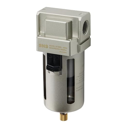 SNS 1/2" NPT Compressed Air Line Filter, 5 Micron Brass Element, Poly Bowl by SNS