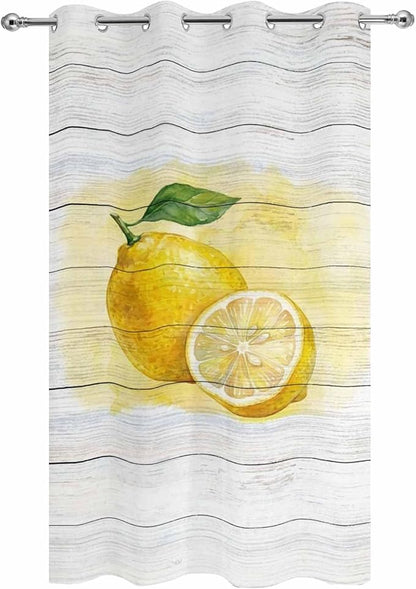Lemons Yellow Summer Fruit Vintage Wood Outdoor Curtains - Image 9