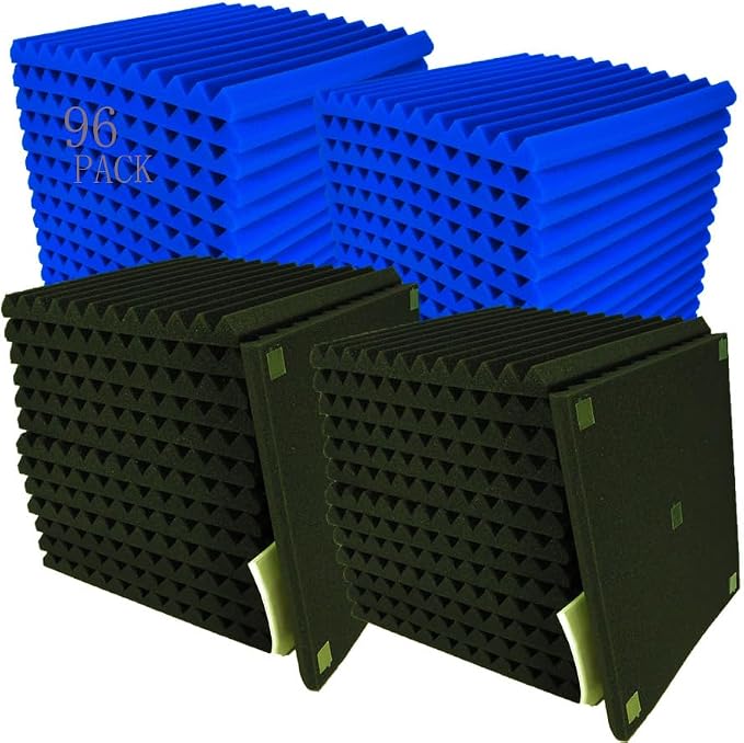 96 Pack Blue/black Absorb the echo Acoustic Foam Panel Wedge Studio by XIN%26LOG