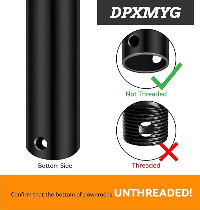 DPXMYG 84 inch Ceiling Fan Downrod with Extension Cord, 7 FT Black Downrod for Ceiling Fan, 1 inch Outside Diameter,Boom Suitable for a Wide Range of Fans (Black, Not Threaded)