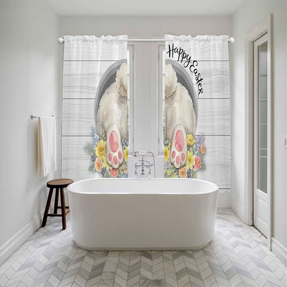 Easter Bunny Window Curtains 72 Inch Long 2 Panel Set, Rod Pocket Long Curtains - Image 5