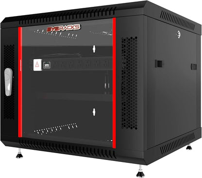 Sysracks 9U Wall Mount Server Rack Cabinet, 19” Locking Network Rack, 24” Deep by SYSRACKS