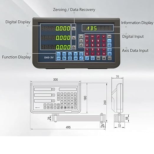 Mill DRO Kit 12 x 30 x 16 inch Linear Scale Linear Encolde 3 Axis Digital Readout 320mm+770mm+420mm Travel Length for 9X42 Table Bridgeport Machine Tools
