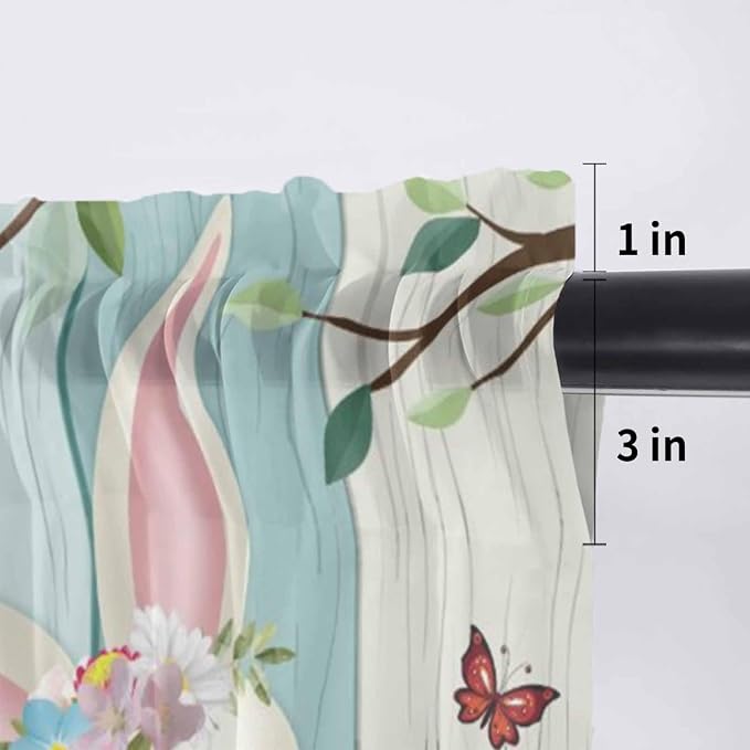 Easter Sheer Valances for Windows 42"x18", Light Filtering Kitchen Curtains - Image 7