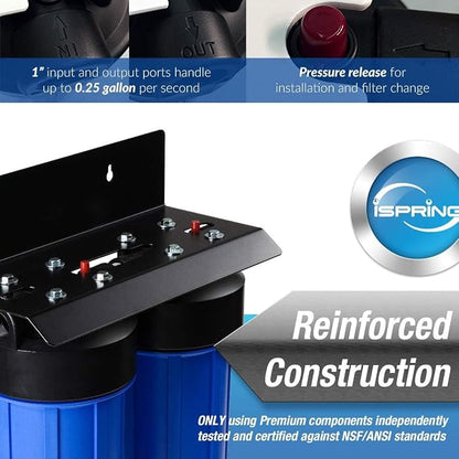iSpring WGB21B-PB+AHPF12MNPT16X2 2-Stage Whole House Water Filtration System w/ - Image 2