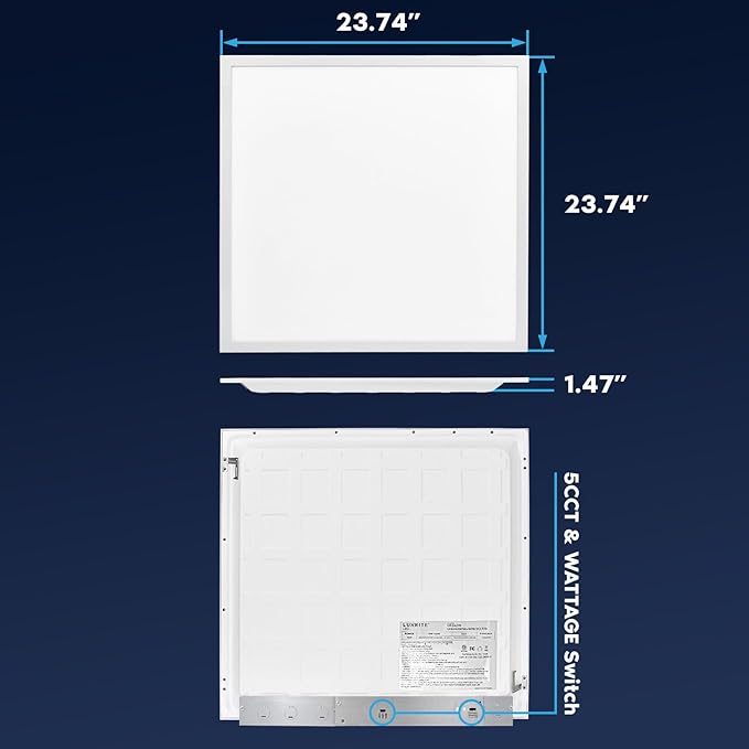 LUXRITE 2x2 FT LED Flat Panel Light, 5CCT Color Selectable 3000K 3500K 4000K 5000K 6500K, Wattage Selectable 20W/30W/40W, 5000 Lumens, LED Drop Ceiling Lights, 0-10V Dimmable, DLC & ETL (16 Pack)