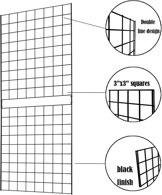 7RiversART Grid Wall Commercial Grade Grid Panels Heavy Duty Panel for Retail Display Wall 2' W x 5' H, Black (Pack of 4) Easily Portable
