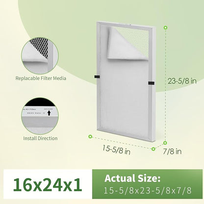 16x24x1 Reusable Air Filter MERV 8 Washable Furnace & AC Filter - Image 2
