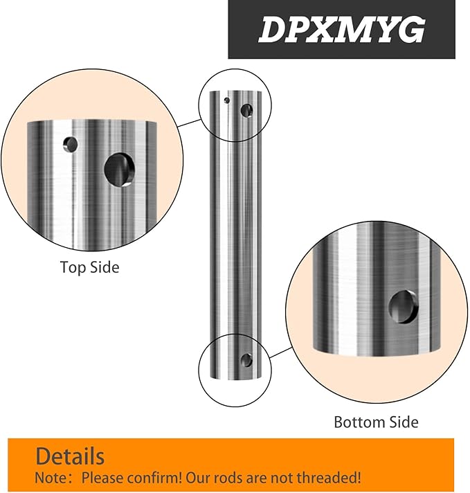 DPXMYG 60 inch Ceiling Fan Downrod with Extension Cord, 5 FT Brushed Nickel Downrod for Ceiling Fan, 1 inch Outside Diameter, Ceiling Fan Boom Suitable for a Wide Range of Fans (Nickel, Not Threaded)