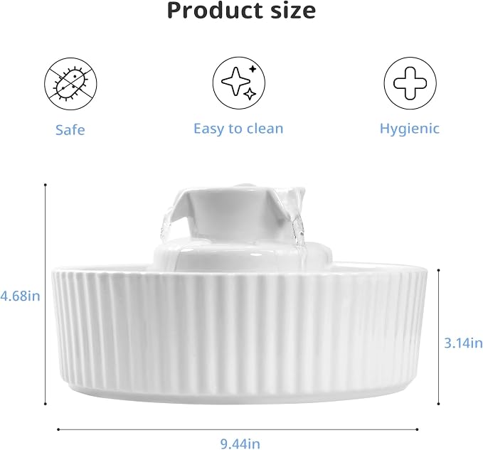 Ceramic Cat Water Fountain, 2.1L/71oz Cupcake Pet Water Fountain - Image 2