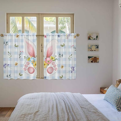 Easter Kitchen Curtains 45 Inch Long 2 Panel Set, Rod Pocket Window Treatment - Image 4