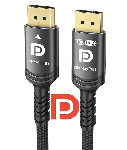 Ubluker 10K 8K DisplayPort 2.1 Cable 54Gbps 8 FT, Certified DP to DP Cord 4K 240Hz 165Hz 144Hz 120Hz 10K 8K 120Hz Nylon Braided UHBR HDCP2.3 FreeSync G-Sync RTX5090 Gaming Monitor PC Projector