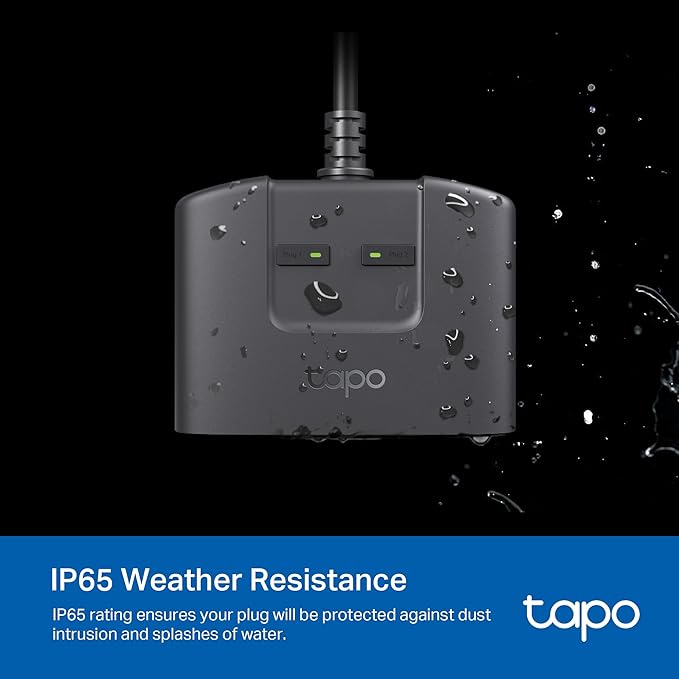 TP-Link Tapo Matter Outdoor Smart Plug, 2 Individual outlets, IP65 Weather Resistance, Works with Apple Home, Alexa, Google Home, Long Wi-Fi Range, 2.4G Wi-Fi Only, ETL Certified(Tapo P400M)