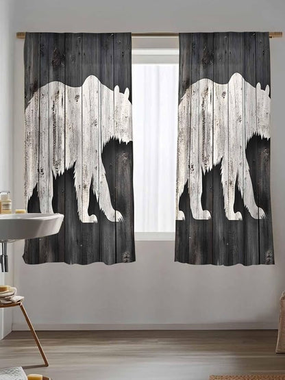 Sheer Curtains 72 Inches Long, Farmhouse Country Rustic Wooden Grain Privacy - Image 5