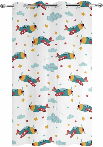 Turquoise Airplane Waterproof Outdoor Curtains - Image 2