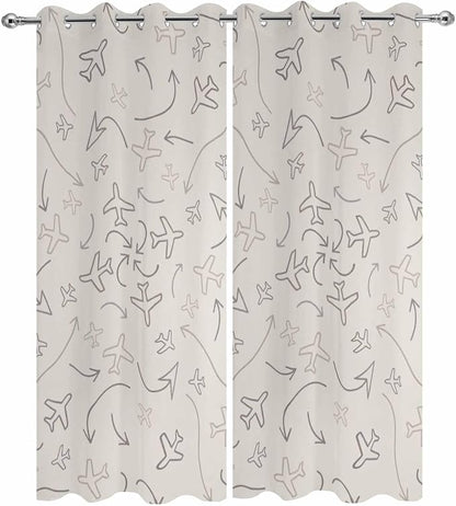 Abstract Airline Route Waterproof Outdoor Curtains - Image 2