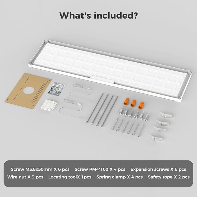 AIKVSXER 2 Pack 1x4 FT LED Flat Panel Light Surface Mount, with Wireless Switch & App Control, Night Mode, 50W 5500LM, 3000K/4000K/6500K, Ultra-Thin LED Light for Office Home,120-277V - White