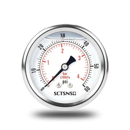 2-1/2" Dial Size, 0-60 Psi Low Pressure Gauge, Glycerin Liquid Filled, 1/4" NPT by SCTSNSR