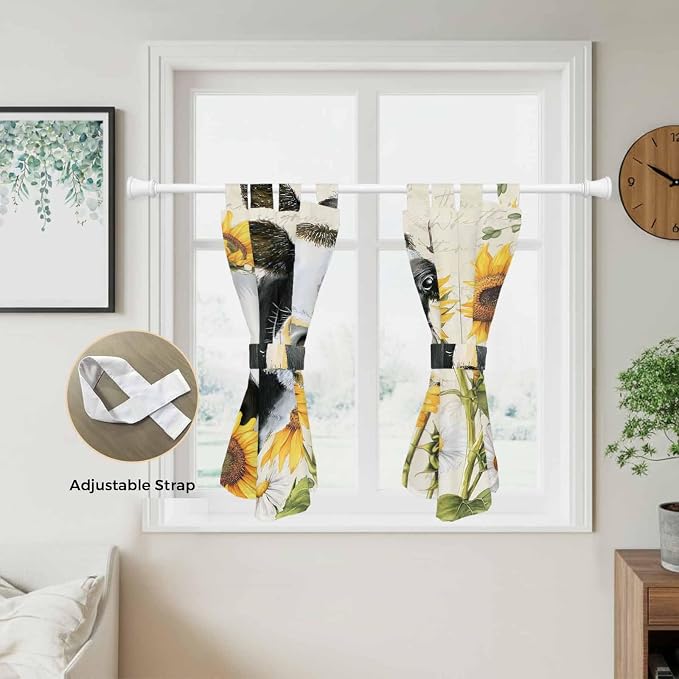 Yellow Sunflowers Bedroom Curtains 63 Inch Length, Window Curtains Tab Top - Image 5