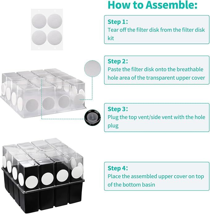 5 Set Monotub with Filter Disks 43.5 Quart Mushroom Grow Kit Vegetable Planting - Image 4
