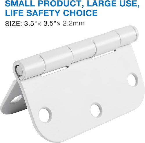 3 Pack White Door Hinges 3.5" Interior Hardware for Doors 3 1/2 Inch Rounded 5/8"Radius Non Removable Pin Bedroom Hinge Bulk Heavy Duty Steel Bisagra De Puerta Blanca Gate Decor Accessories No Squeak