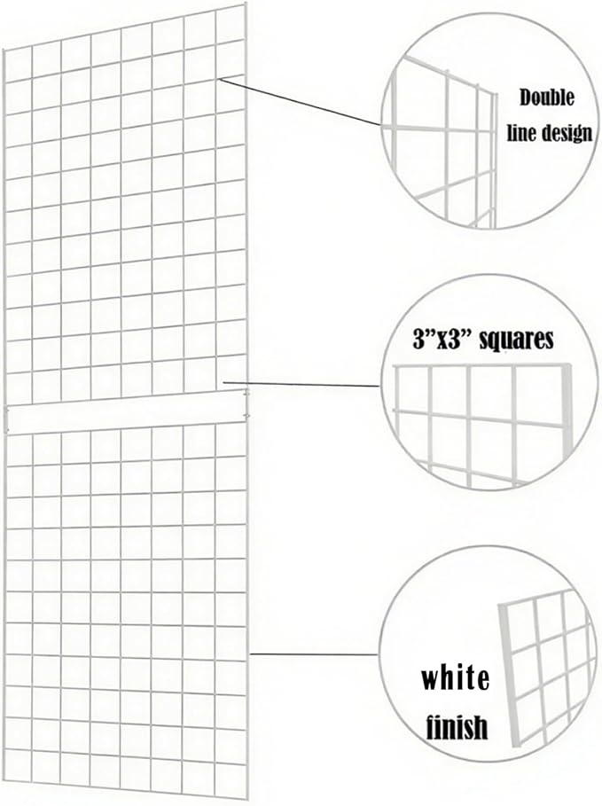 7RiversART Grid Wall Commercial Grade Gridwall Panels – Heavy Duty Grid Panel for Any Retail Display Wall Grid 2' Width x 6' Height, White (Pack of 3) Easily Portable