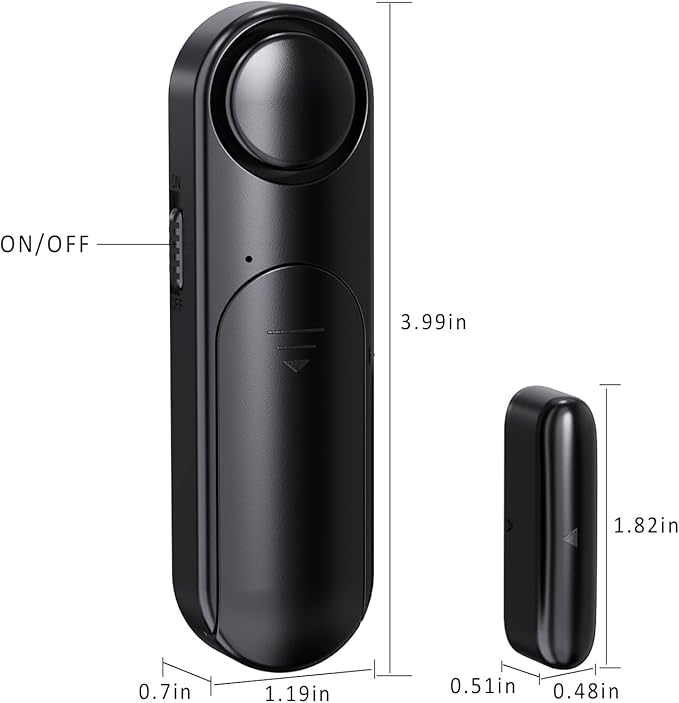 Window and Door Alarm When Opened (2 Pack) for Kids Safety/Home Security, Sliding Front Door Opening Sensor Alarms for Dementia, 120dB Burglar Alert, Ideal for Business, Garage, Apartment,House, Black