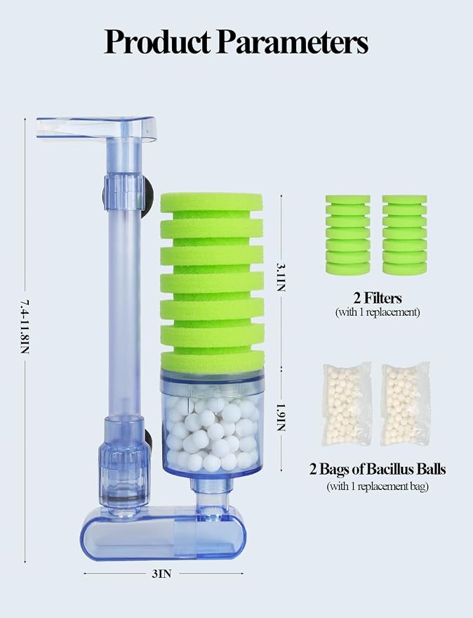 UPETTOOLS 10-40 Gla Aquarium Sponge Filter Ultra Quiet Aquarium Air Pump Bio - Image 5