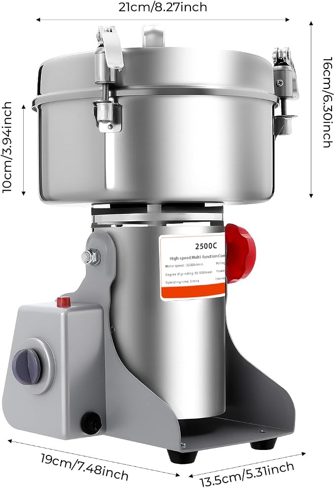 Electric Grain Mill, 2500g Capacity High-speed Grain Mill Grinder, Food-grade - Image 2
