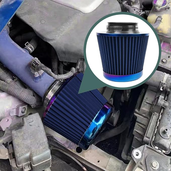 Cold Air Intake Filter, High Performance, Washable Filter, Clamp-On Replacement - Image 7