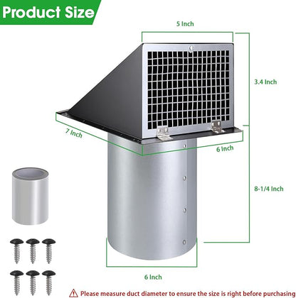4 Inch Dryer Vent Cover Outside, Dryer Wall Vent Exhaust Vent Cover, Hooded - Image 2