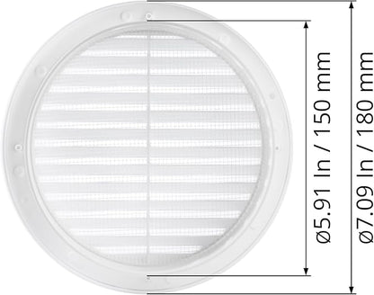 White 6" Inch Round Ventilation Grille - Image 5