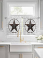 Vintage Farm Western Star Window Valance Curtains, 2 Panel by IDOWMAT